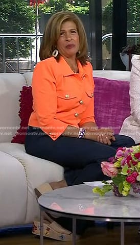 Hoda’s beige butterfly embroidered platform sandals on Today