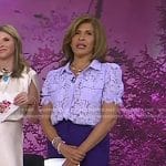 Hoda’s lilac lace top and purple pants on Today