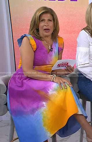 Hoda’s multicolor tie dye midi dress on Today