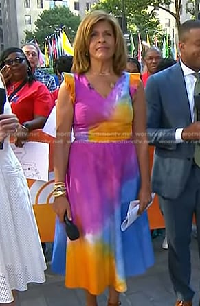 Hoda’s multicolor tie dye midi dress on Today