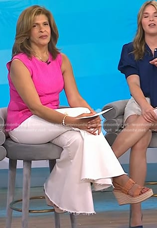 Hoda’s orange leather wedge sandals on Today