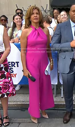 Hoda’s pink halter neck jumpsuit on Today