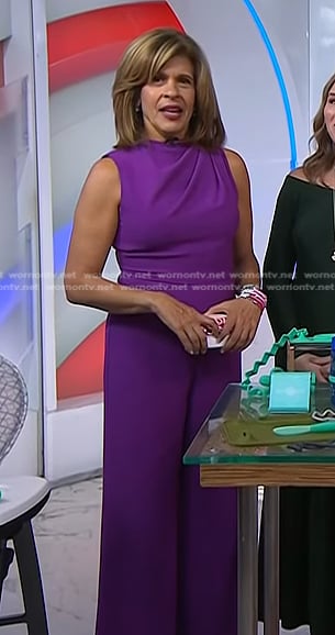 Hoda's purple sleeveless jumpsuit on Today