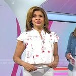 Hoda's white floral top and flare pants on Today