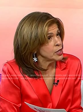 Hoda's silver floral drop earrings on Today