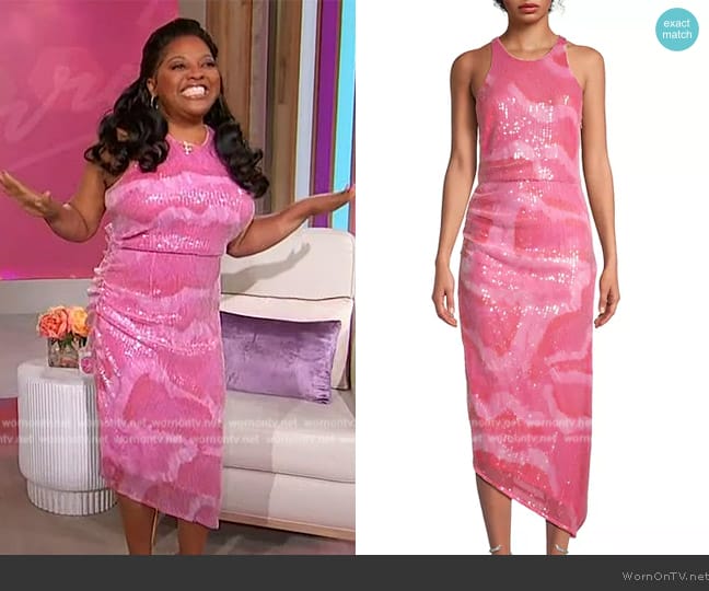 Hutch Perla Sequin Asymmetric Maxi Dress worn by Sherri Shepherd on Sherri