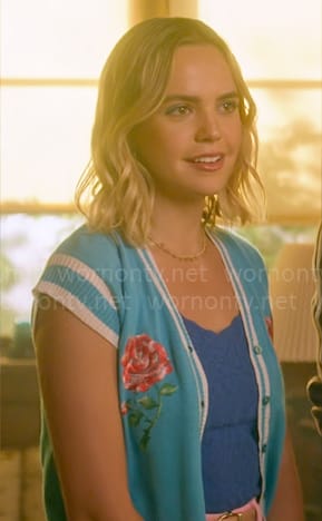 Imogen's blue rose embroidered sweater vest on Pretty Little Liars Original Sin