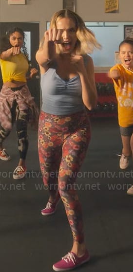 Imogen's blue tank top and floral leggings on Pretty Little Liars Original Sin