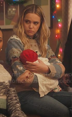 Imogen's mixed print sweater on Pretty Little Liars Original Sin