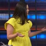 Ivy Odom's yellow belted dress on The Kelly Clarkson Show