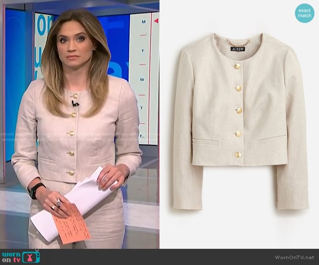 J. Crew Louisa Lady Jacket in stretch linen blend worn by Ellison Barber on NBC News Daily