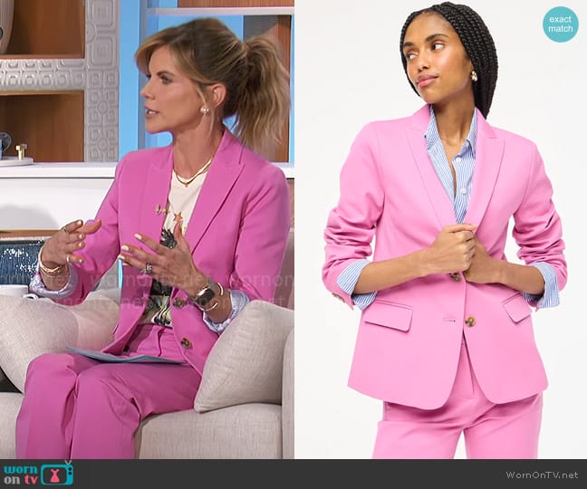 J. Crew Cotton-blend two-button blazer in Vivid Fuchsia worn by Natalie Morales on The Talk