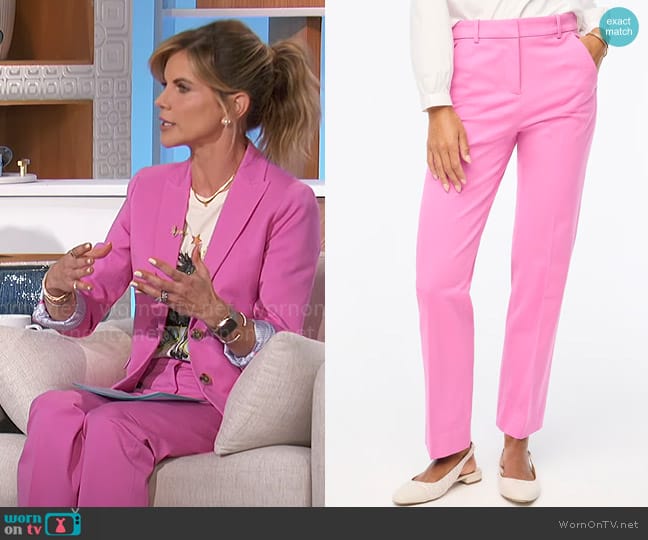 J. Crew Kallie straight-leg pant in Vivid Fuchsia worn by Natalie Morales on The Talk