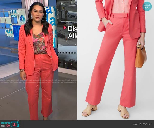 J. Mclaughlin Brock Cotton Twill Pants in Rose worn by Morgan Radford on NBC News Daily