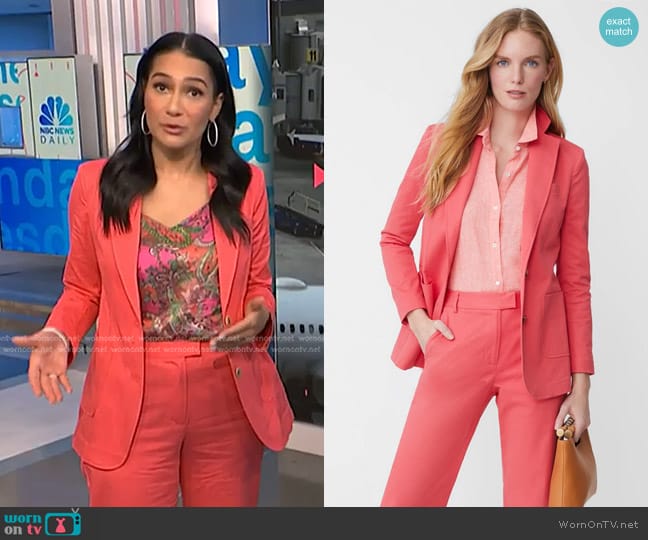 J. Mclaughlin Merona Cotton Twill Blazer in Rose worn by Morgan Radford on NBC News Daily