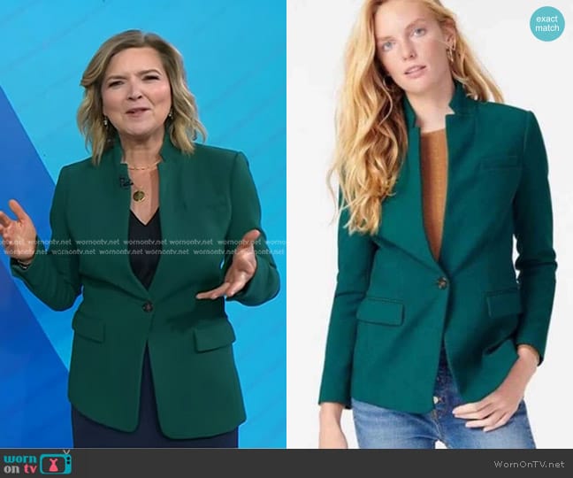 J. Crew Regent Blazer in Spruce Green worn by Christine Romans on Today