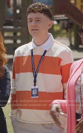 Jacob's stripe rugby shirt on Abbott Elementary