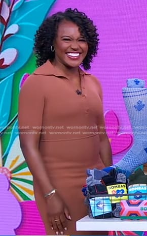 Janai's brown polo dress on Good Morning America