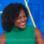 Janai’s green fuzzy sleeveless top on Good Morning America