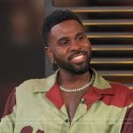 Jason Derulo’s green floral print shirt on Access Hollywood