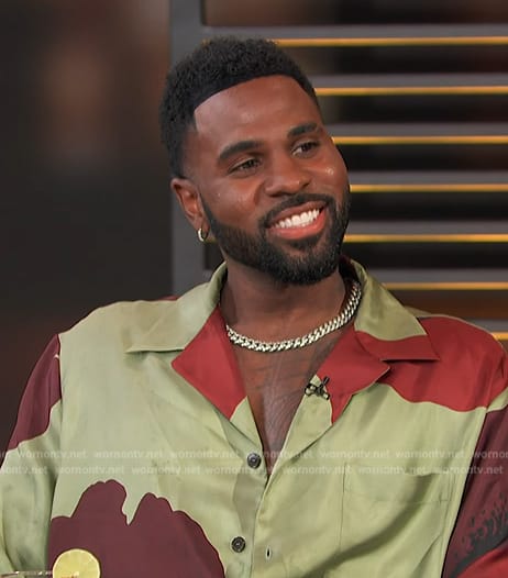 Jason Derulo’s green floral print shirt on Access Hollywood