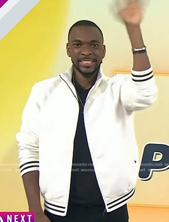 Jay Pharoah's white bomber jacket on Today