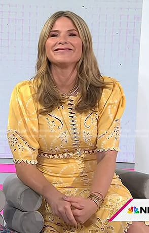 Jenna’s yellow cutout tie dye dress on Today