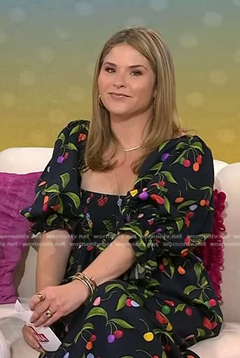 Jenna’s black cherry print smocked dress on Today