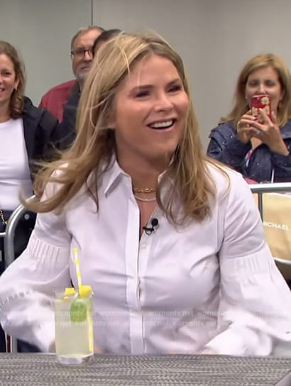 Jenna's white poplin blouse on Access Hollywood