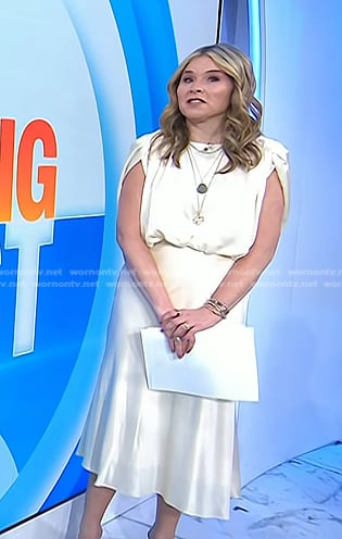 Jenna's champagne satin midi dress on Today
