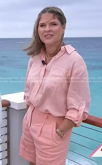 Jenna's pink linen shirt and shorts on Today