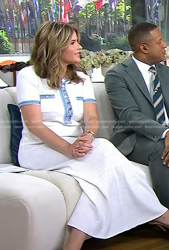 Jenna’s white denim trim dress on Today