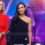 Jennifer Connelly's black one-shoulder top and white pleated skirt on Good Morning America