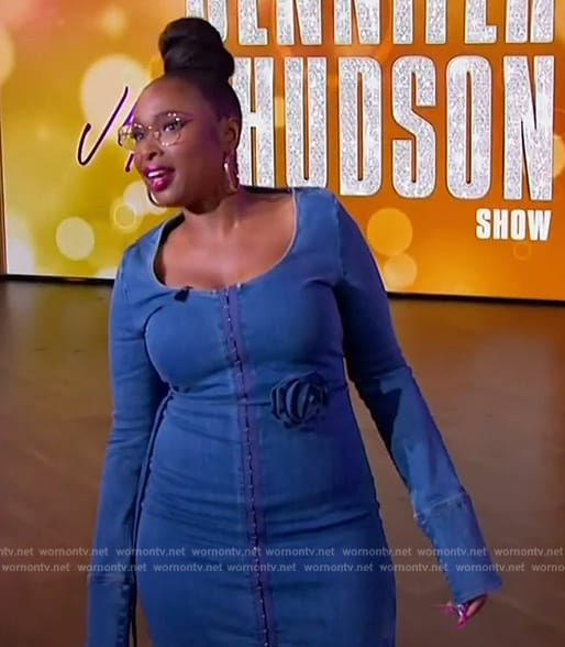 Jennifer’s denim floral applique dress on The Jennifer Hudson Show