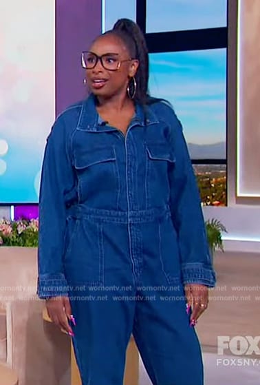 Jennifer's denim jumpsuit on The Jennifer Hudson Show