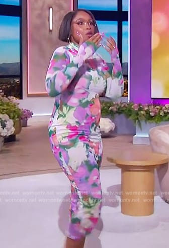 Jennifer's floral print mesh dress on The Jennifer Hudson Show