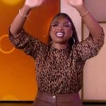 Jennifer’s brown leather skirt on The Jennifer Hudson Show