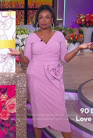 Jennifer’s pink rose applique dress on The Jennifer Hudson Show