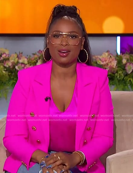 Jennifer's pink double breasted blazer on The Jennifer Hudson Show