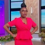 Jennifer’s red belted peplum dress on The Jennifer Hudson Show