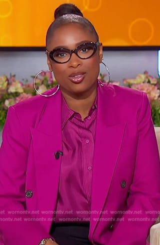 Jennifer’s pink double breasted blazer on The Jennifer Hudson Show