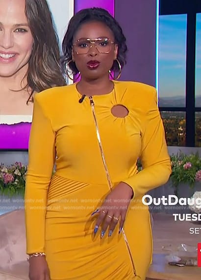 Jennifer’s yellow zip front dress on The Jennifer Hudson Show