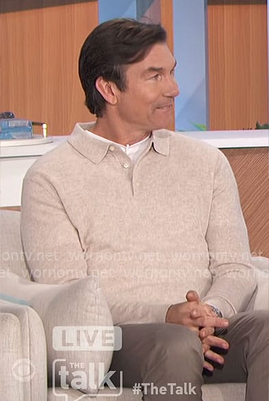 Jerry's beige polo sweater on The Talk