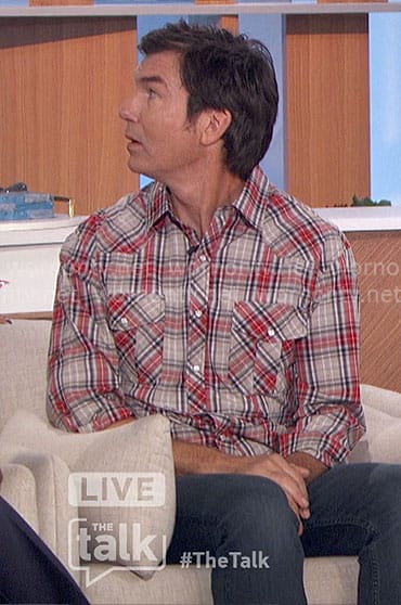 Jerry's grey and red plaid shirt on The Talk