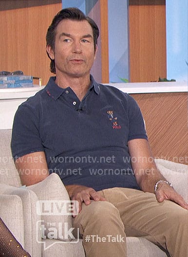 Jerry's navy blue teddy bear polo shirt on The Talk