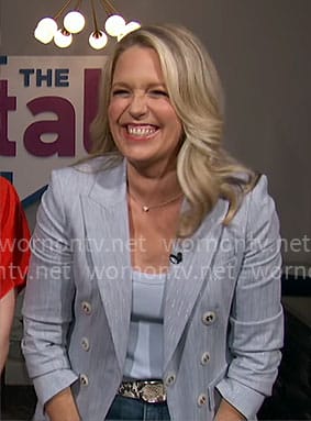 Jessica St. Clair’s blue blazer on The Talk