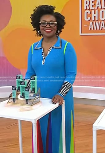 Jessica Cruel's blue rainbow pleated polo dress on Today