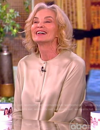 Jessica Lange’s satin blouse on The View