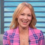 Jewel’s pink plaid blazer and pants on Access Hollywood