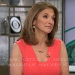 Jill Schlesinger’s coral v-neck dress on CBS Mornings